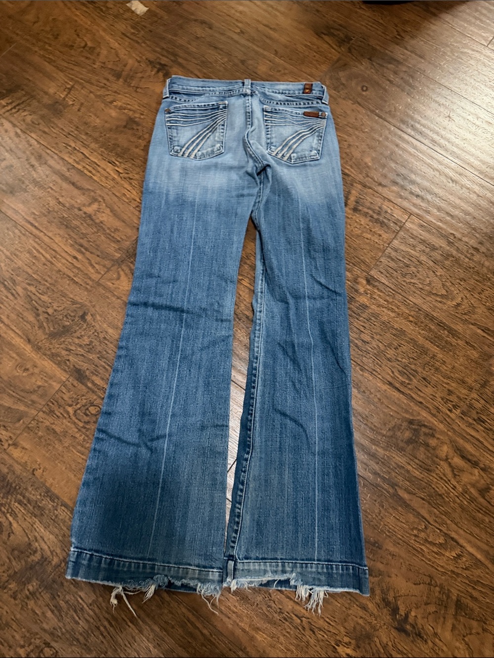 7 For All Mankind Light Blue Flared Wide-Leg Jeans - Picture 6 of 12